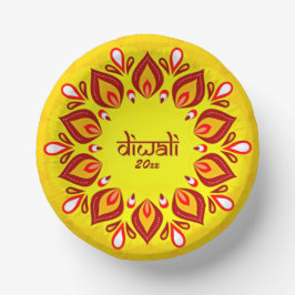 Prettig Divali Toevoegen Jaar Geel Rood  Papieren Kommen