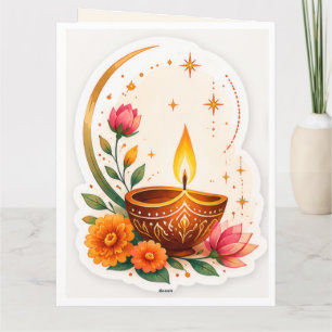 Prettig Divali Traditionele Diya Bedankkaart