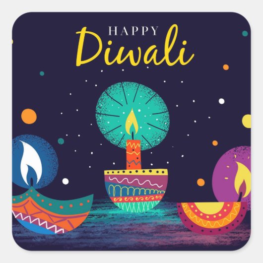 Prettig Divali vierkante sticker (Voorkant)