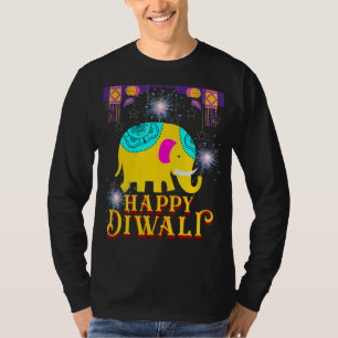 Prettig Diwali T-shirt Divali Rangoli Lampen Manne