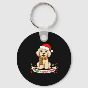 Prettig Doodlemas Goldendoodle Kerst Doodle Hond Sleutelhanger