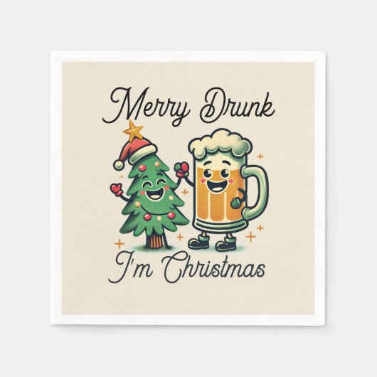 Prettig Dronken Grappig Kerstmis  Servet (Voorkant)