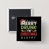 Prettig Dronken Ik Kerstmis Grappige Kerstman Grap Vierkante Button 5,1 Cm (Voorkant /achterkant)