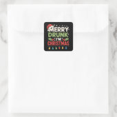 Prettig Dronken Ik Kerstmis Grappige Kerstman Grap Vierkante Sticker (Tas)