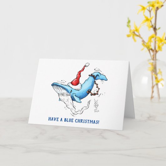 "Prettig een Blauwe Kerst te hebben" Kerstkaart Kaart (Gele Bloem)