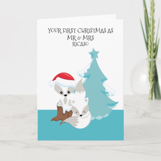 Prettig Eerste Kerstdag Als Getrouwd Koppel Cute V Kaart (Voorkant)