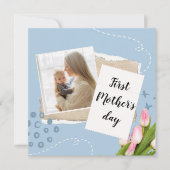 Prettig Eerste Moederdag Bloem Foto Groetkaart Feestdagenkaart (Voorkant)