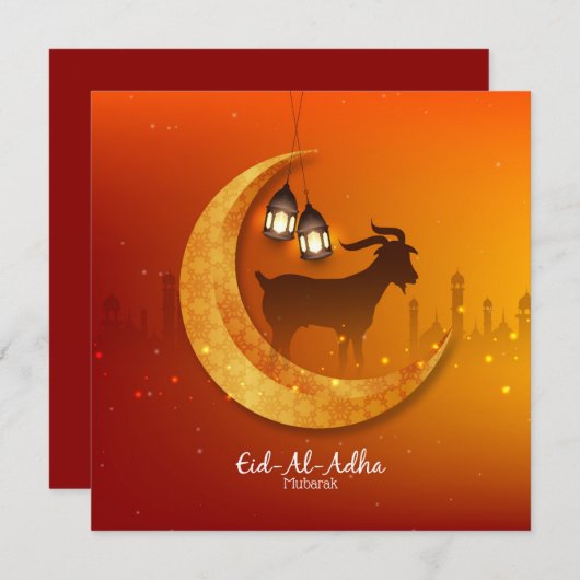 Prettig Eid Al Adha Mubarak Witte Geit Islamitisch Feestdagenkaart (Voorkant / Achterkant)