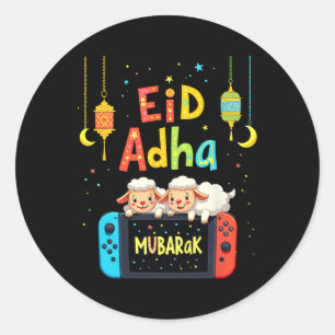 Prettig Eid Mubarak Gamen Voor Moslim Gamer Kinder Ronde Sticker