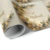 Prettig Eid Mubarak Witte Hilal Inpakpapier  (Rol Hoek)