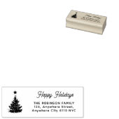 Prettig eindejaar dennenboom Kerst retouradres Rubberstempel (Gestempeld)