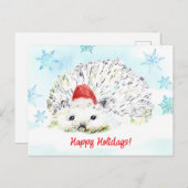 Prettig eindejaar egel kerstmuts dieren in het wil feestdagenkaart (Voorkant / Achterkant)