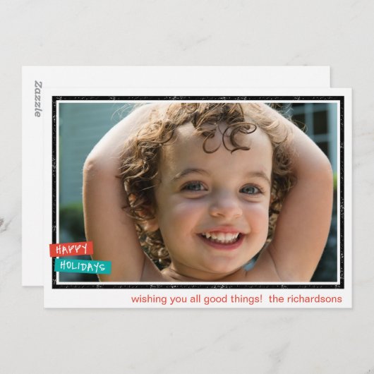 Prettig eindejaar rand feestdagenkaart (Voorkant / Achterkant)