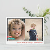 Prettig eindejaar rand x2 feestdagenkaart (Staand voorkant)