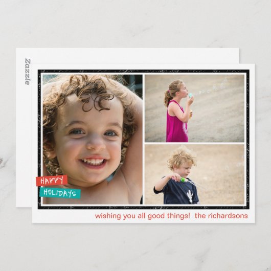 Prettig eindejaar rand x3 feestdagenkaart (Voorkant / Achterkant)