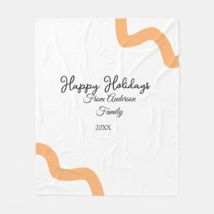 Prettig eindejaarsfeest zwart oranje naam datum ja fleece deken