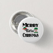Prettig Elfachtig Kerstfeest Ronde Button 3,2 Cm (Voorkant /achterkant)