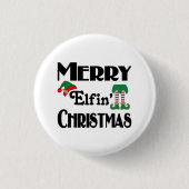 Prettig Elfachtig Kerstfeest Ronde Button 3,2 Cm (Voorkant)