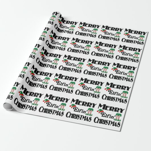 Prettig Elfen Kerstmis Cadeaupapier (Uitgerold)