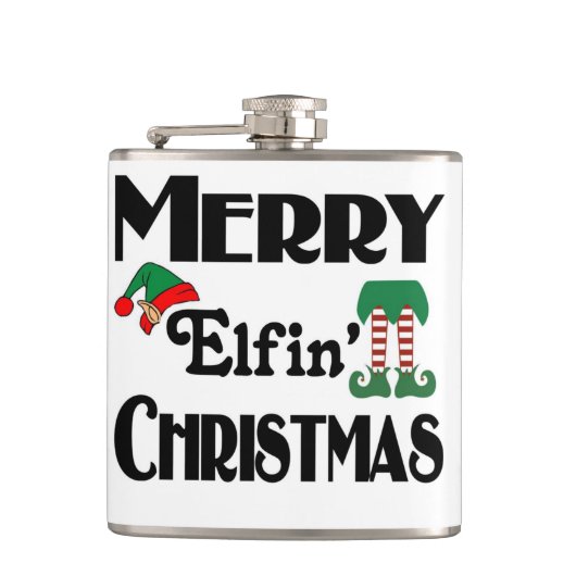 Prettig Elfjes Kerstfeest Heupfles (Voorkant)