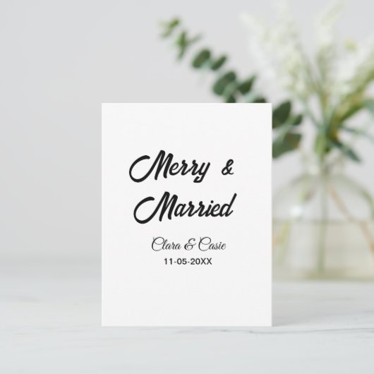 Prettig en getrouwd voeg koppel Naam datum vakanti Briefkaart (Staand voorkant)