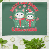 Prettig en Miauwend Kerstkatten 1 Theedoek (Gevouwen)