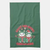 Prettig en Miauwend Kerstkatten 1 Theedoek (Verticaal)