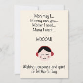 Prettig en rustig Moederdag gewenst Feestdagenkaart (Voorkant)