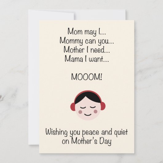 Prettig en rustig Moederdag gewenst Feestdagenkaart (Voorkant)