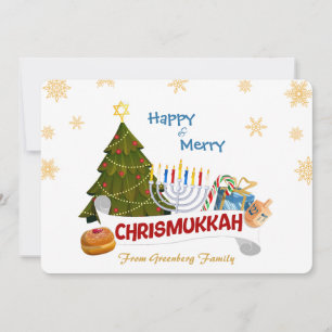 Prettig en vrolijk Chrismukkah met Menora en Kerst Feestdagenkaart