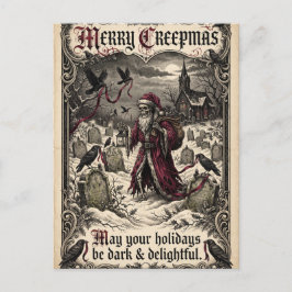 "Prettig enge kerst" Gotische skelet Kerstman Briefkaart