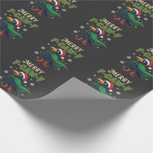 Prettig F-Caw-F Fijne Kerst Raven Kraai Kerstman Cadeaupapier