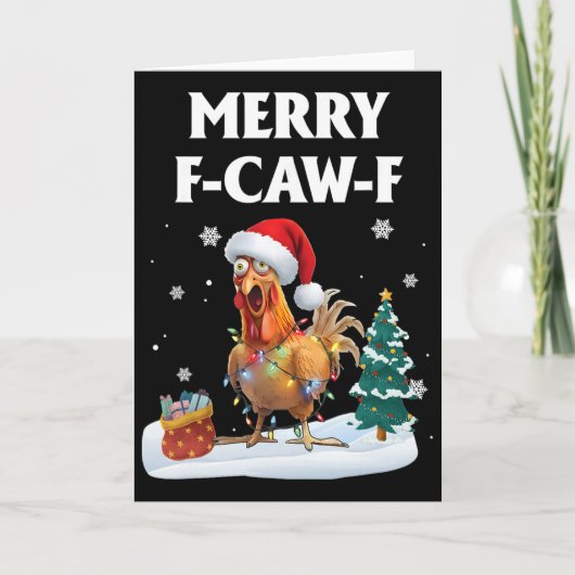 Prettig F-caw-f Grappige Kip Kerstman Haan Kerstmi Kaart (Voorkant)