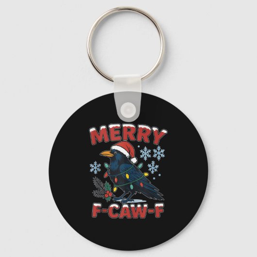 Prettig F-caw-f Raaf Grappig Meme Kraai Kerstmis V Sleutelhanger (Voorkant)