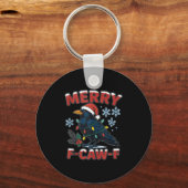 Prettig F-caw-f Raaf Grappig Meme Kraai Kerstmis V Sleutelhanger (Voorkant)