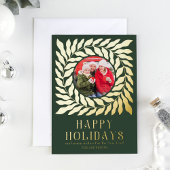 Prettig feest 2 Foto Modern Script Vet Floraal Folie Feestdagenkaart