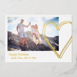 Prettig feest 3 Foto Minimalistisch Goud Folie Feestdagenkaart