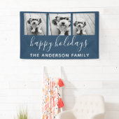 Prettig feest 3 foto's - Kan KLEUR navy wijzigen Spandoek (Insitu)