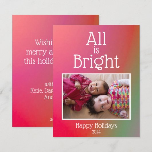 Prettig feest Allemaal helder rood groen Ombre Fot Feestdagenkaart (Voorkant / Achterkant)