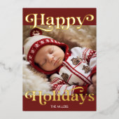 Prettig feest, baby's eerste kerstfeest Traditione Folie Feestdagenkaart (Voorkant)