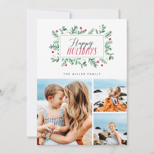 Prettig feest botanicals 3 foto feestdagenkaart (Voorkant)