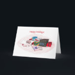 Prettig feest - Cadeaus van harte Feestdagen Kaart<br><div class="desc">Kat opgerold om te slapen op inpakpapier omringd door cadeausdozen</div>