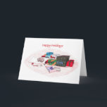 Prettig feest - Cadeaus van harte Feestdagen Kaart<br><div class="desc">Kat opgerold om te slapen op inpakpapier omringd door cadeausdozen</div>