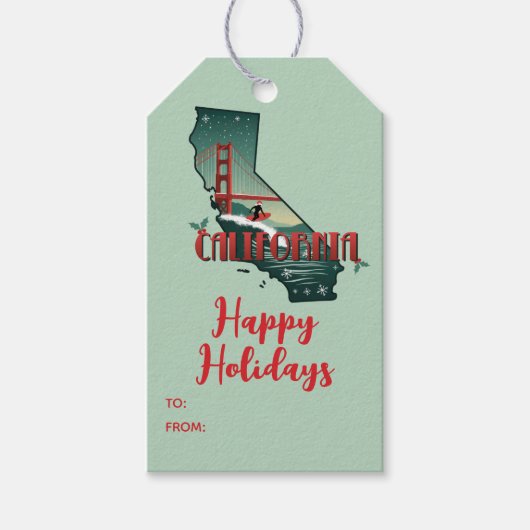 Prettig feest California Staat aangepaste Kerstmis Cadeaulabel (Voorkant)