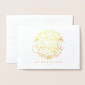 Prettig feest Corporate Zakelijk Logo Goud Folie Kaarten (Voorkant met envelop)