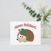 Prettig feest Cute Egeln Kerstmis Elf Feestdagenkaart (Staand voorkant)