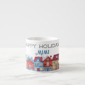Prettig feest, decoratieve naam op Kerstmis 6oz Espresso Kop (Voorkant)