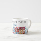 Prettig feest, decoratieve naam op Kerstmis 6oz Espresso Kop (Voorkant rechts)