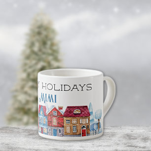 Prettig feest, decoratieve naam op Kerstmis 6oz Espresso Kop