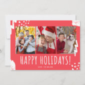 Prettig feest drie foto familie kerst feestdagenkaart (Voorkant)